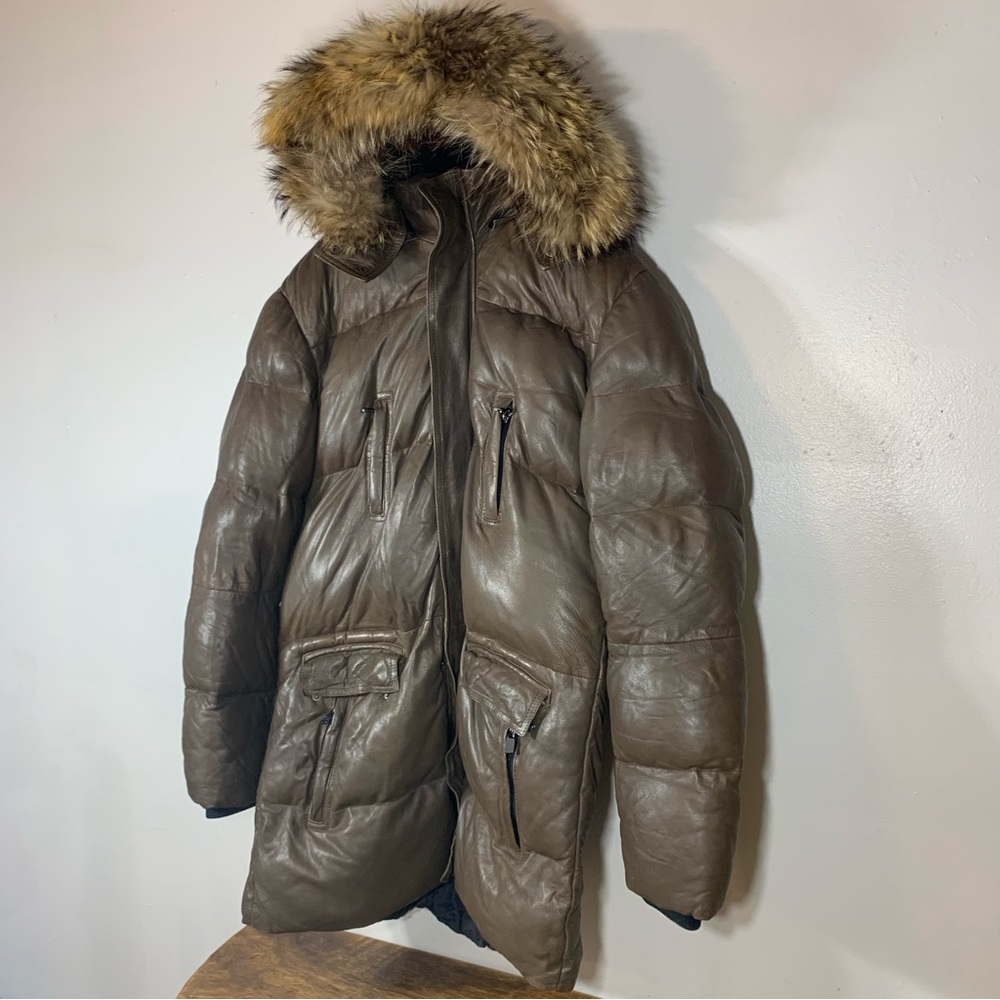 Bod and christenson unisex winter parka leather jacket - Picture 3 of 13